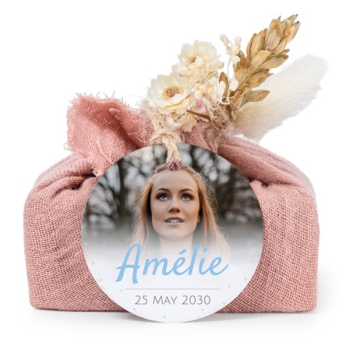 Pink cotton wrapped soaps with round label (6 pcs)