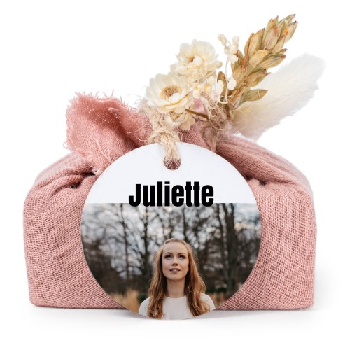 Lot de 6 savons avec emballage en coton rose et étiquettes rondes