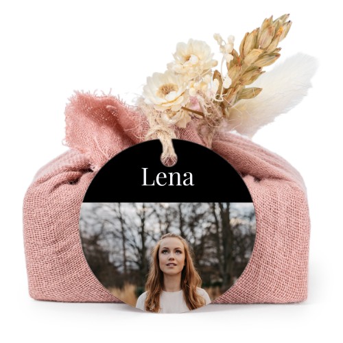 Pink cotton wrapped soaps with round label (6 pcs)