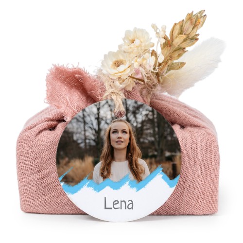 Såper i rosa stoffinnpakninger med rundt merke (sett à 6)