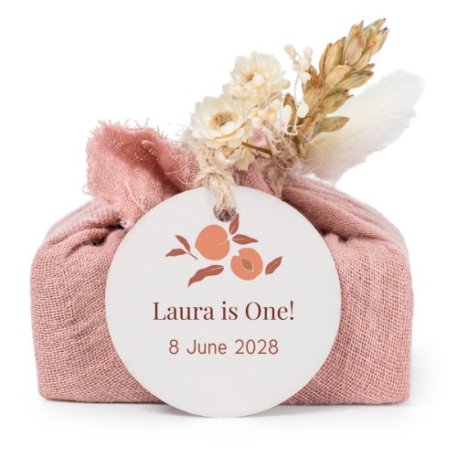 Pink cotton wrapped soaps with round label (6 pcs)