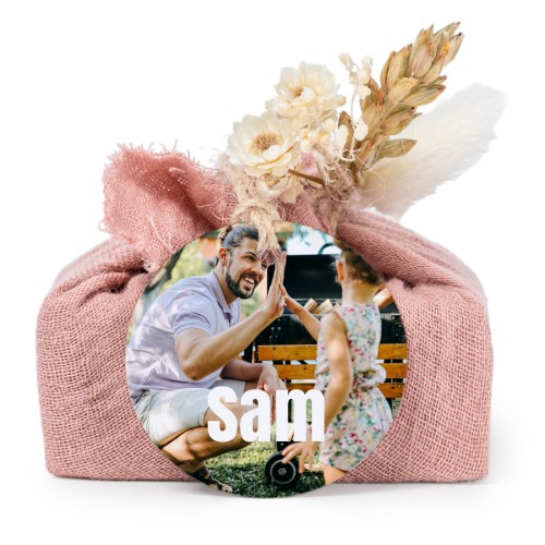 Sæber i lyserøde stofindpakninger med rundt mærke (sæt á 6)