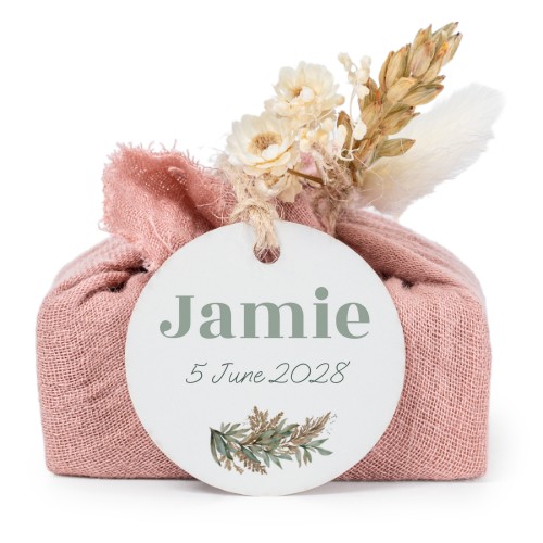 Pink cotton wrapped soaps with round label (6 pcs)