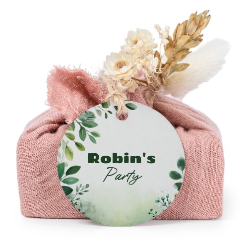 Pink cotton wrapped soaps with round label (6 pcs)