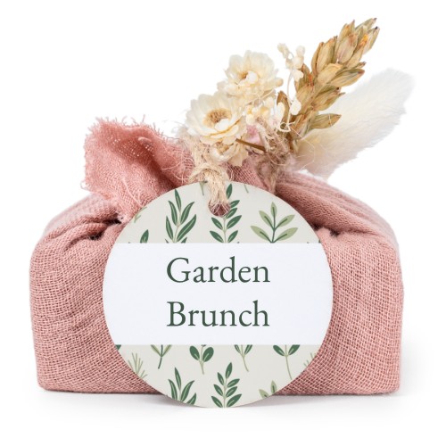 Zeepjes in roos tetra doekje met rond label (set van 6)