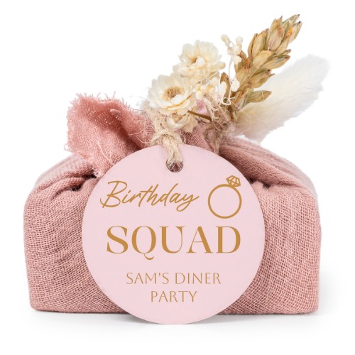 Pink cotton wrapped soaps with round label (6 pcs)