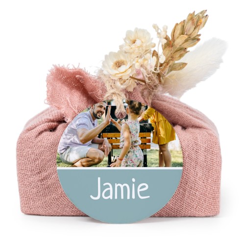 Pink cotton wrapped soaps with round label (6 pcs)