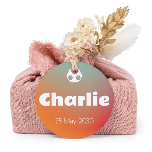 Pink cotton wrapped soaps with round label (6 pcs)