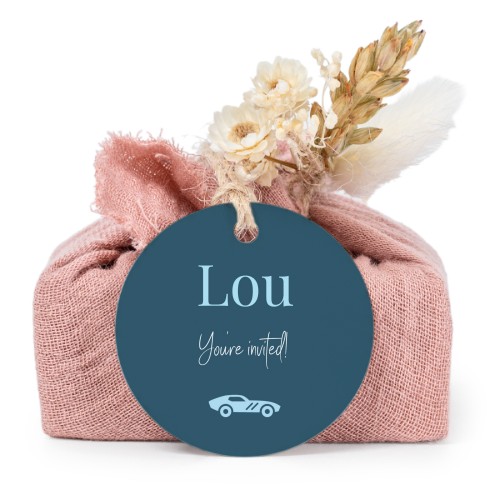 Zeepjes in roos tetra doekje met rond label (set van 6)