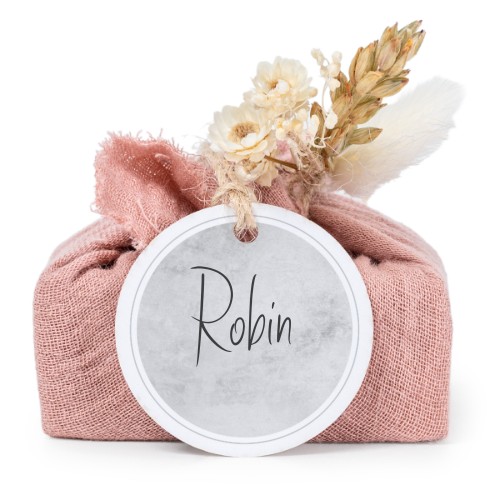 Såper i rosa stoffinnpakninger med rundt merke (sett à 6)