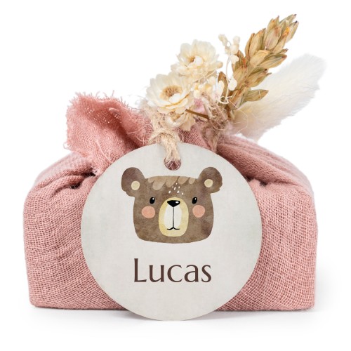 Saippuat rosa kangaskääreessä, pyöreä etiketti (6 kpl)