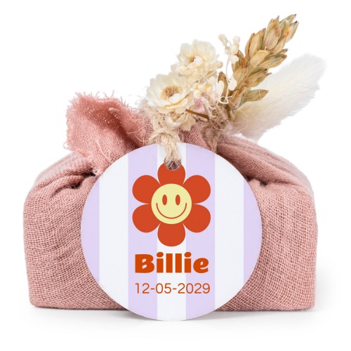 Zeepjes in roos tetra doekje met rond label (set van 6)