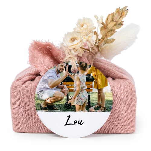 Lot de 6 savons avec emballage en coton rose et étiquettes rondes