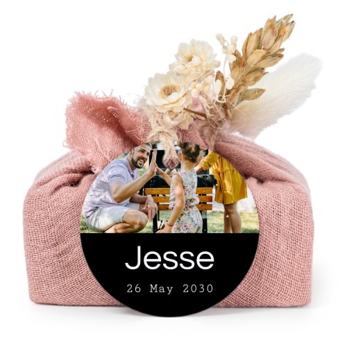 Pink cotton wrapped soaps with round label (6 pcs)