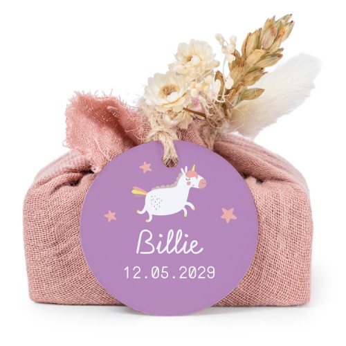 Tvålar i rosa tygförpackningar med rund etikett (6 st)