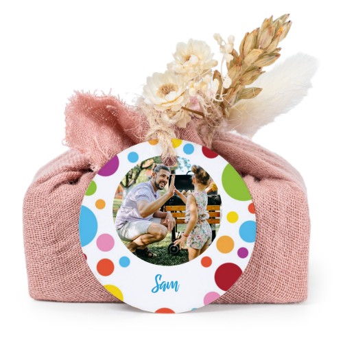 Pink cotton wrapped soaps with round label (6 pcs)