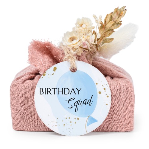 Såper i rosa stoffinnpakninger med rundt merke (sett à 6)