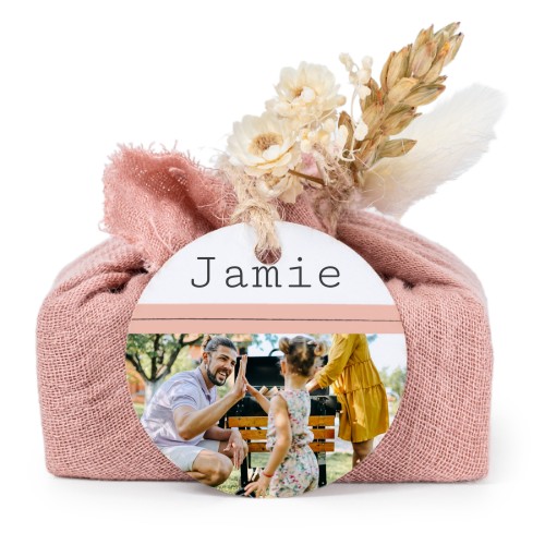 Tvålar i rosa tygförpackningar med rund etikett (6 st)