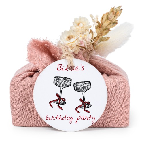 Pink cotton wrapped soaps with round label (6 pcs)