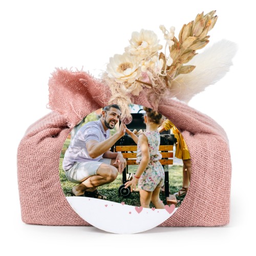 Pink cotton wrapped soaps with round label (6 pcs)