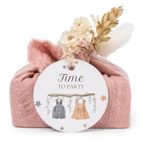 Såper i rosa stoffinnpakninger med rundt merke (sett à 6)