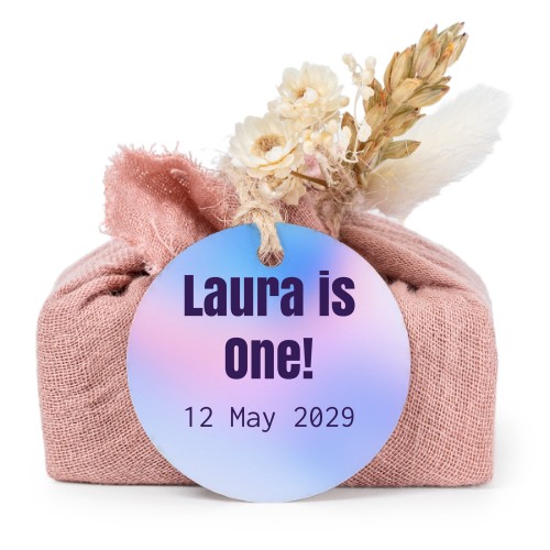 Pink cotton wrapped soaps with round label (6 pcs)