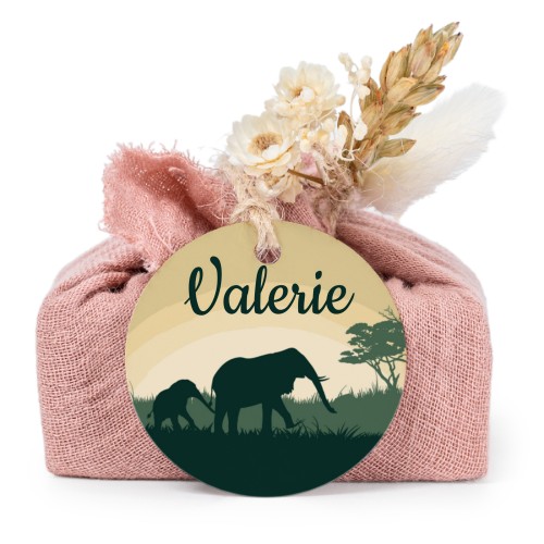 Såper i rosa stoffinnpakninger med rundt merke (sett à 6)