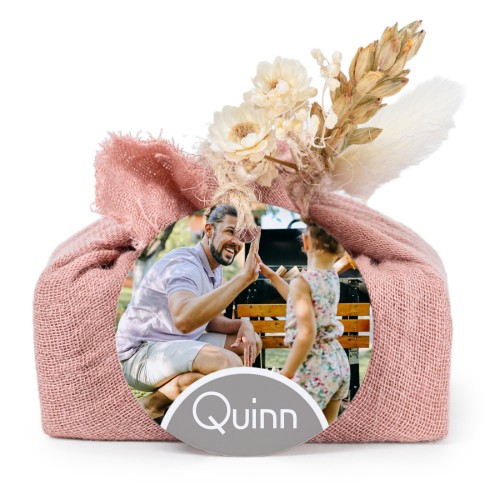 Pink cotton wrapped soaps with round label (6 pcs)