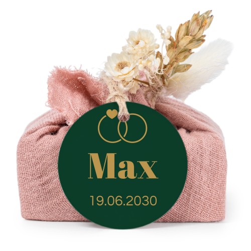 Pink cotton wrapped soaps with round label (6 pcs)