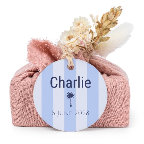 Tvålar i rosa tygförpackningar med rund etikett (6 st)