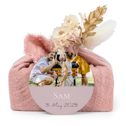 Pink cotton wrapped soaps with round label (6 pcs)