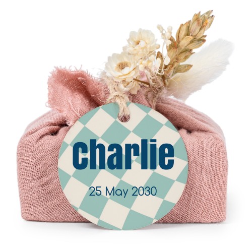 Pink cotton wrapped soaps with round label (6 pcs)