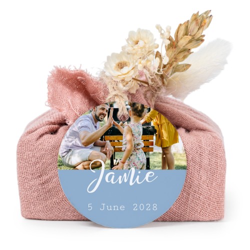 Pink cotton wrapped soaps with round label (6 pcs)