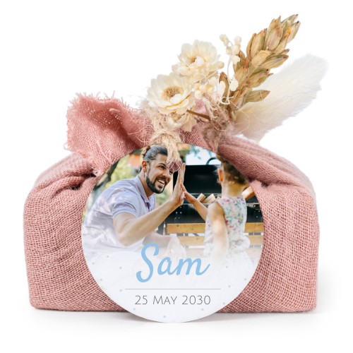 Lot de 6 savons avec emballage en coton rose et étiquettes rondes