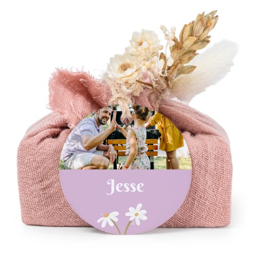 Pink cotton wrapped soaps with round label (6 pcs)