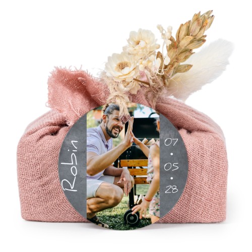 Tvålar i rosa tygförpackningar med rund etikett (6 st)