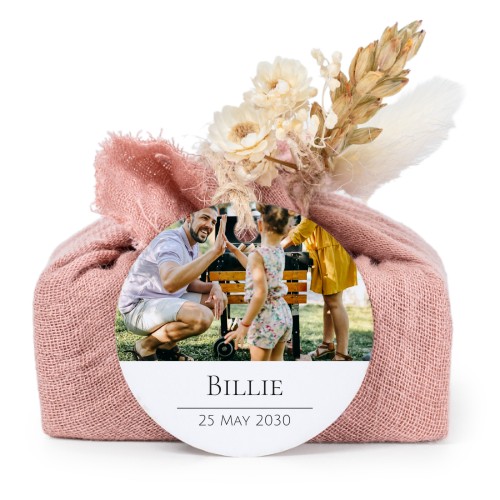 Pink cotton wrapped soaps with round label (6 pcs)