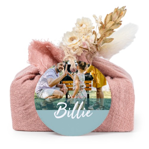 Pink cotton wrapped soaps with round label (6 pcs)