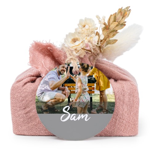 Pink cotton wrapped soaps with round label (6 pcs)