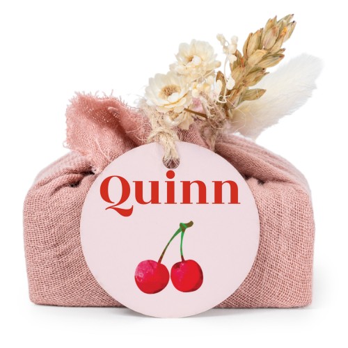 Pink cotton wrapped soaps with round label (6 pcs)