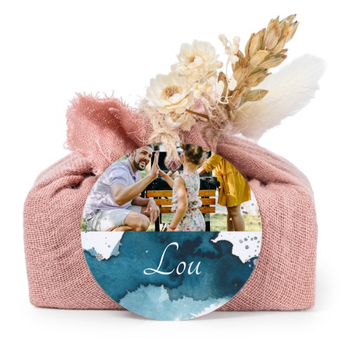 Tvålar i rosa tygförpackningar med rund etikett (6 st)