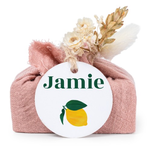 Pink cotton wrapped soaps with round label (6 pcs)