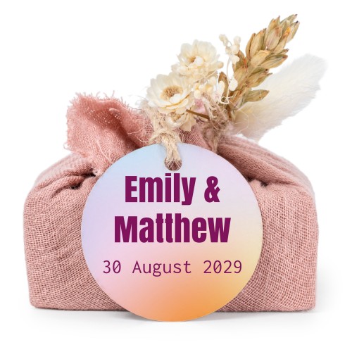 Zeepjes in roos tetra doekje met rond label (set van 6)