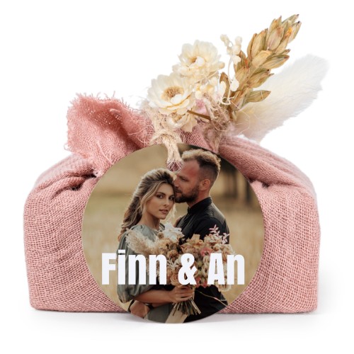 Zeepjes in roos tetra doekje met rond label (set van 6)