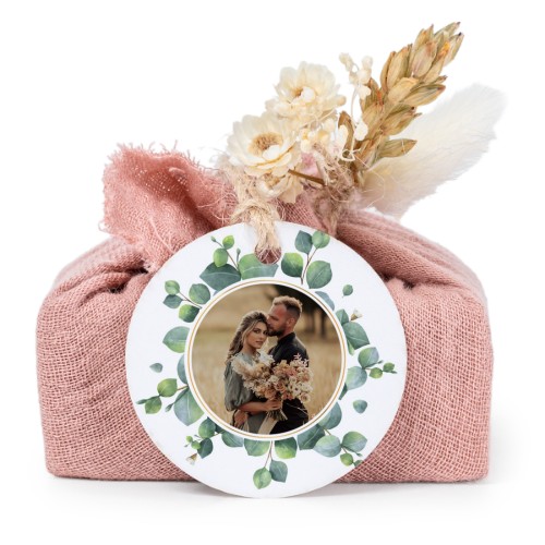 Såper i rosa stoffinnpakninger med rundt merke (sett à 6)