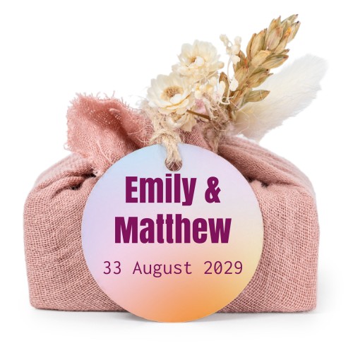 Zeepjes in roos tetra doekje met rond label (set van 6)