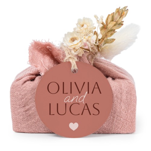 Pink cotton wrapped soaps with round label (6 pcs)