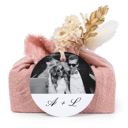 Zeepjes in roos tetra doekje met rond label (set van 6)