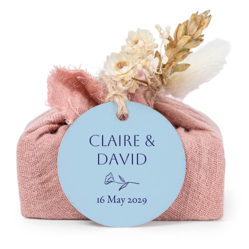 Lot de 6 savons avec emballage en coton rose et étiquettes rondes