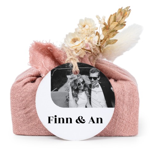 Zeepjes in roos tetra doekje met rond label (set van 6)